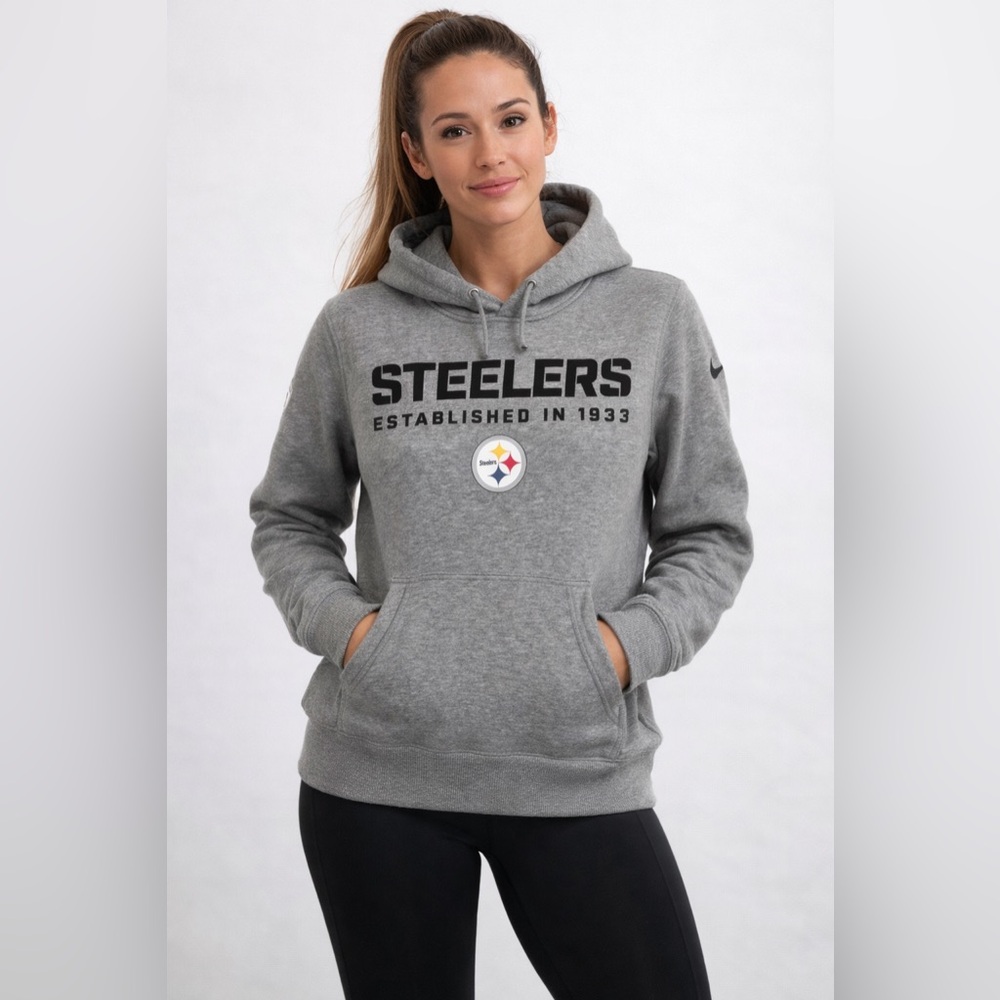 Nike Pittsburgh Steelers Gray Hoodie Women’s Size M NFL Pullover Sweatshirt